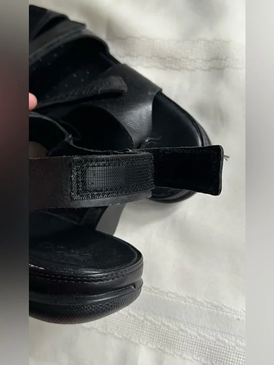 Ecco Black Triple-Strap Leather Sandals - Picture 7 of 12